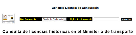 Licencias de Conducción históricas en el portal de www.mintransporte.gov.co