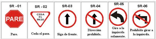Vista señales reglamentariasen colombia