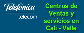 Oficinas y centros de servicio de Telefonica Telecom, ciudad: Cali Valle – Colombia