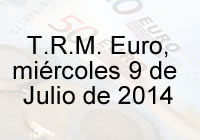 TRM Euro Colombia, miércoles 9 de Julio de 2014