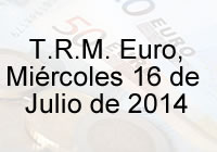 TRM Euro Colombia, miércoles 16 de Julio de 2014
