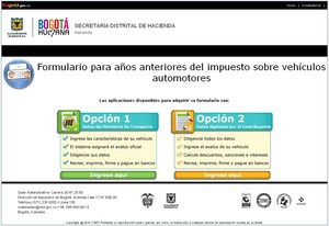 Formulario en Línea de Liquidación de Impuestos Automotores Bogotá, Cundinamarca