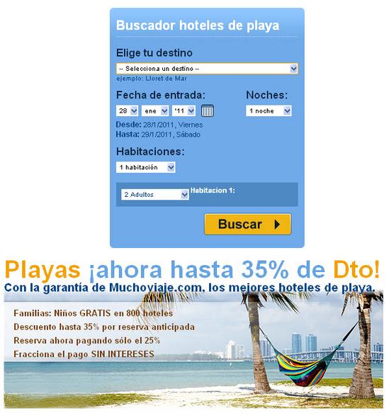 buscador de destinos a la playa