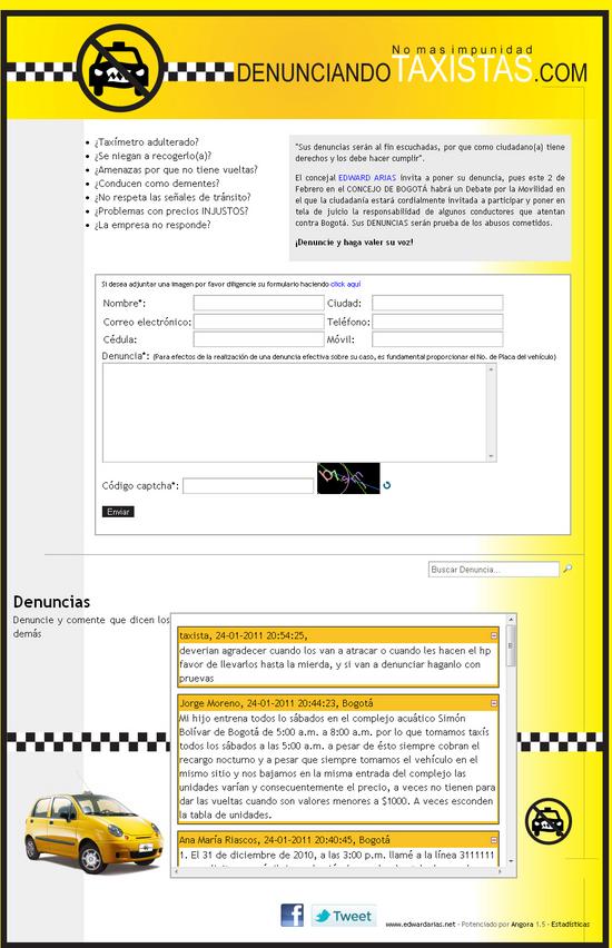 imagen denunciandotaxistas.com web denuncioando taxistas com