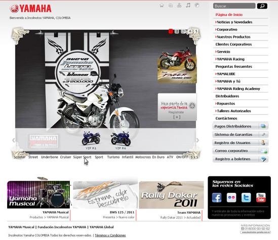 Vista de www.incolmotos-yamaha.com.co | Pagina principal o home