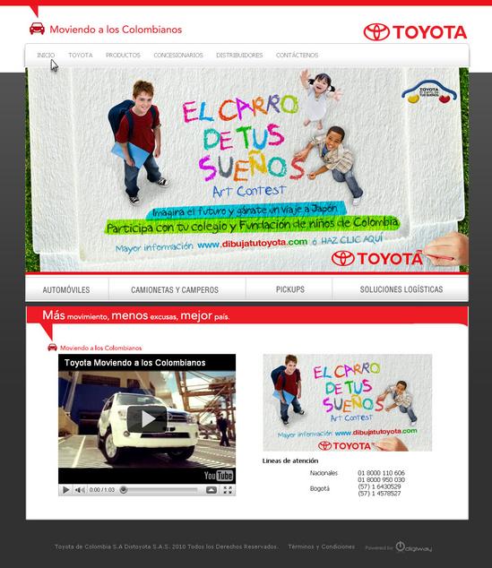 Vista de www.toyota.com.co | Pagina inicial o Home