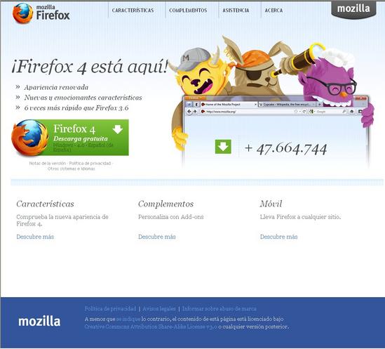 Vista de www.mozilla.com/es-ES/Firefox | Pagina Web o Home