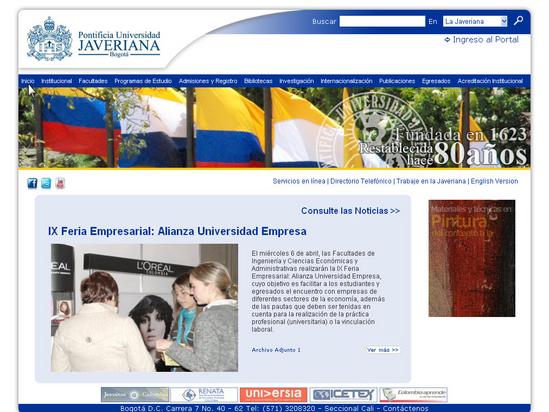 Vista de www.puj-portal.javeriana.edu.co | Pagina Web o Home