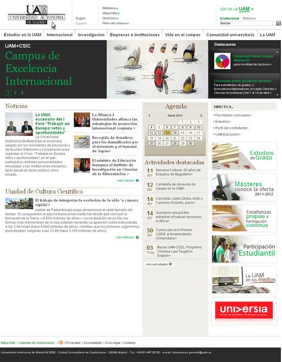 Vista de www.uam.es | Pagina web o Home