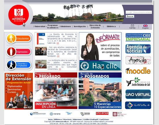 Vista de www.uao.edu.co | Pagina Web o Home 