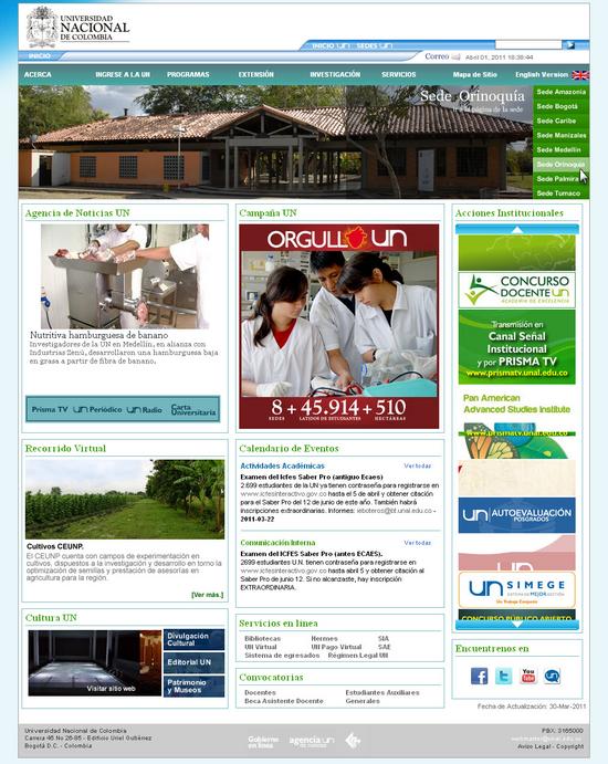 Vista de www.unal.edu.co | Pagina Web o Home