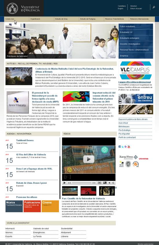 Vista de www.uv.es | Pagina Web o Home