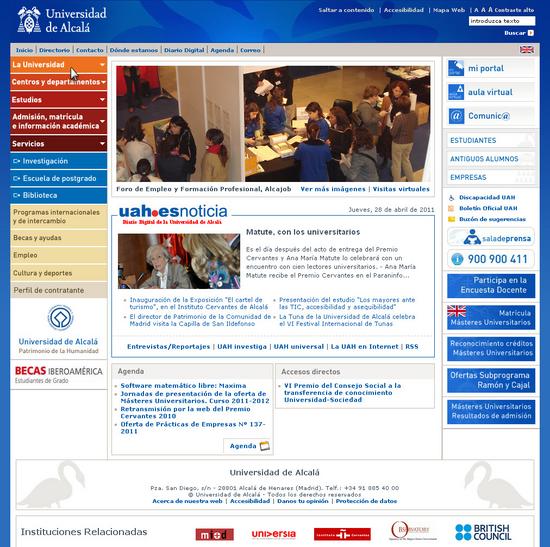 Vista de www.uah.es | Pagina Web o Home