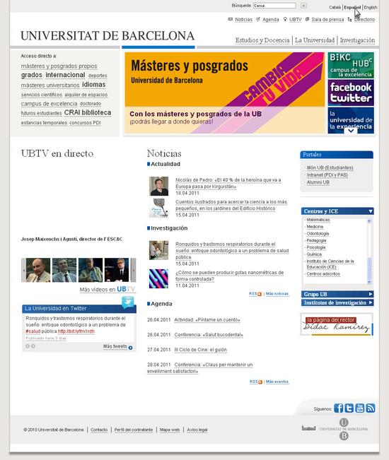 Vista de www.ub.edu | Pagina Web o Home