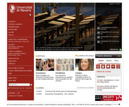 Vista de www.unav.es | Pagina Web o Home