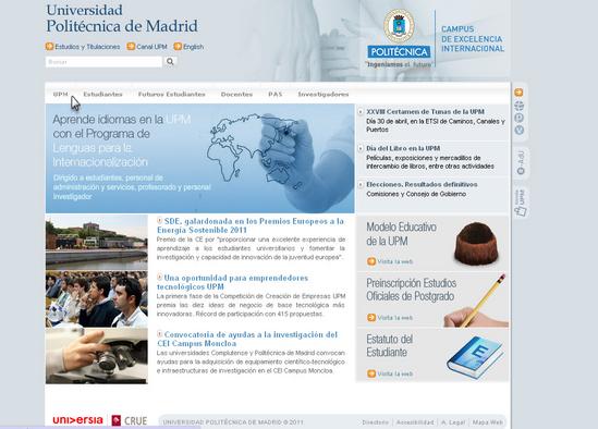 Vista de www.upm.es | Pagina Web o Home