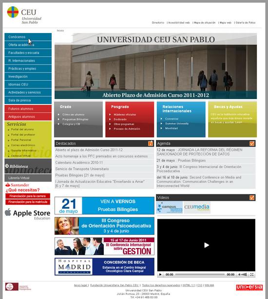Vista de www.uspceu.com | Pagina Web o Home 