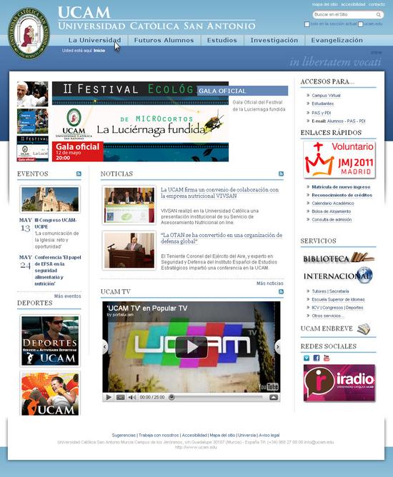 Vista de www.ucam.edu | Pagina web o Home