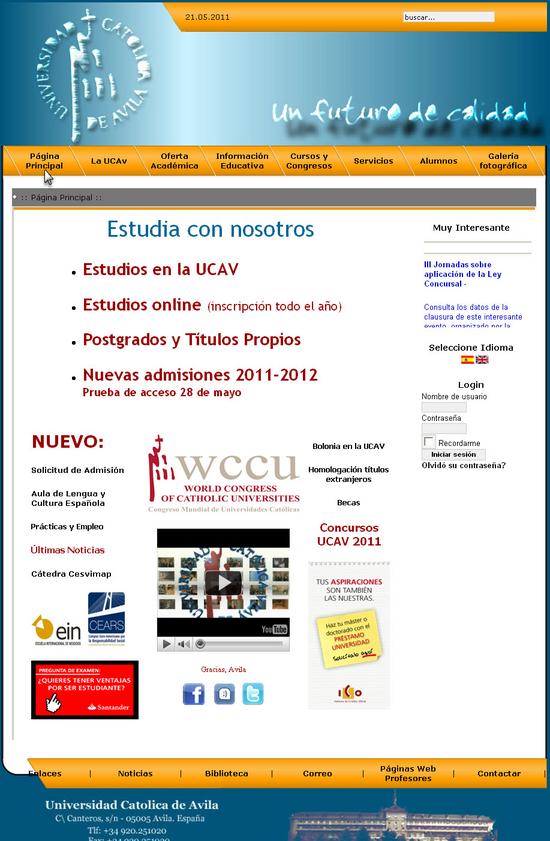 Vista de www.ucavila.es | Pagina web o home 