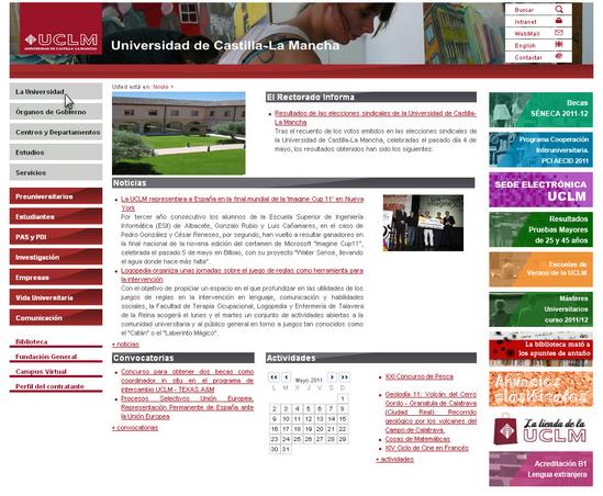 Vista de www.uclm.es | Pagina Web o Home