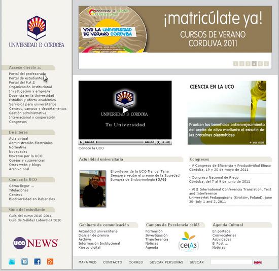 Vista de www.uco.es | Pagina web o Home