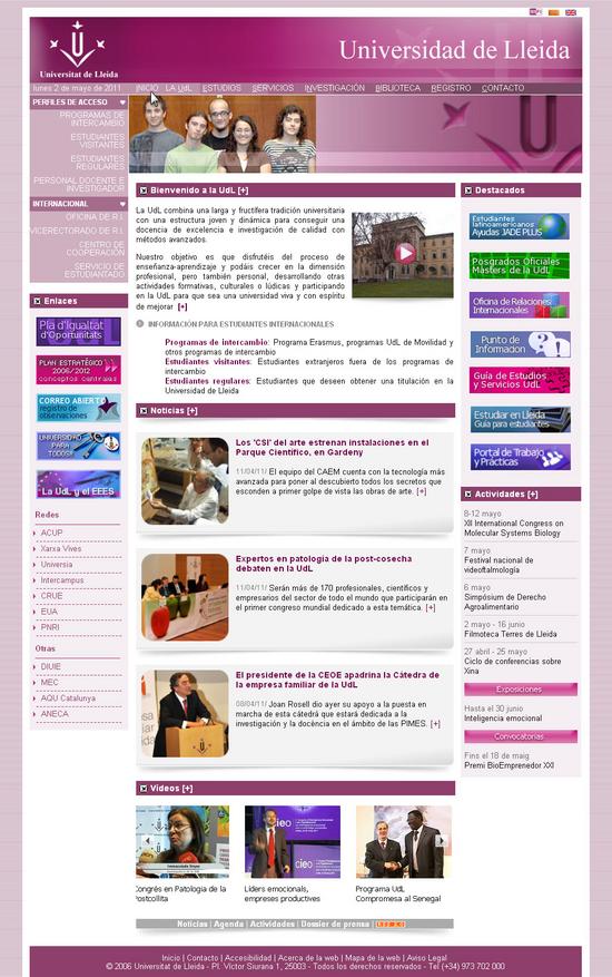 Vista de www.udl.es | Pagina Web o Home