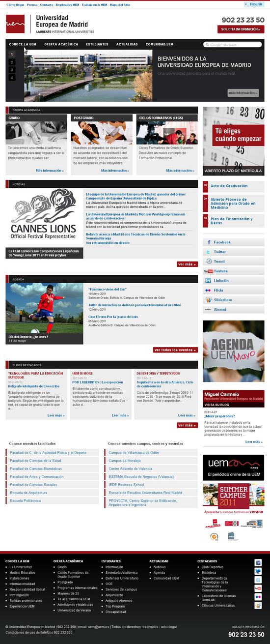 Vista de www.uem.es | Pagina web o Home