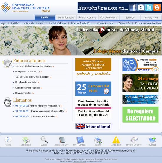 Vista de www.ufv.es | Pagina Web o Home