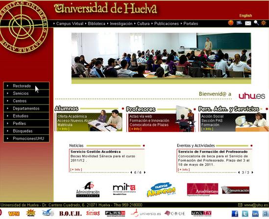 Vista de www.uhu.es | Pagina Web o Home