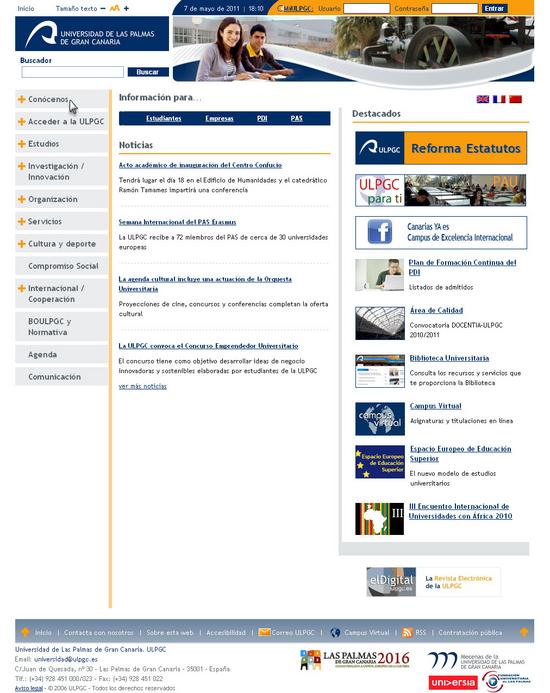 Vista de www.ulpgc.es | Pagina Web o Home