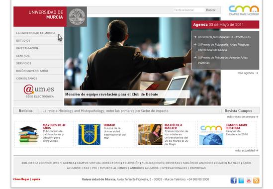 Vista de www.um.es | Pagina web o Home 