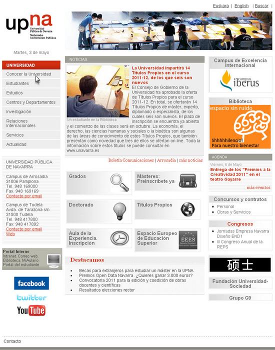 Vista de www.unavarra.es | Pagina Web o Home