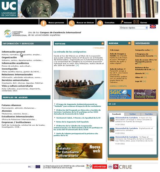 Vista de www.unican.es | Pagina web o Home