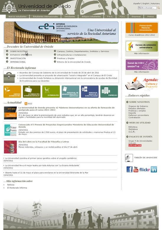 Vista de www.uniovi.es | Pagina Web o Home