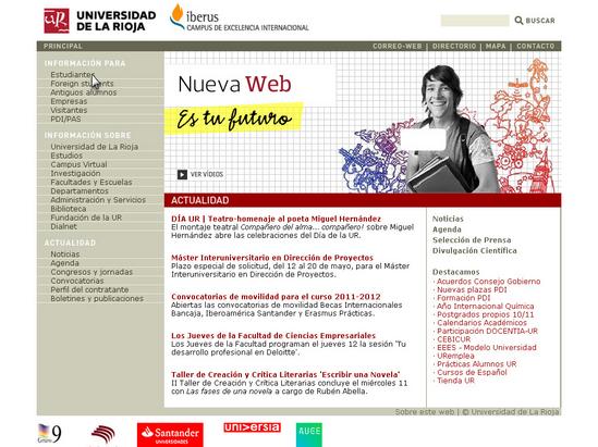 Vista de www.unirioja.es | Pagina web o Home
