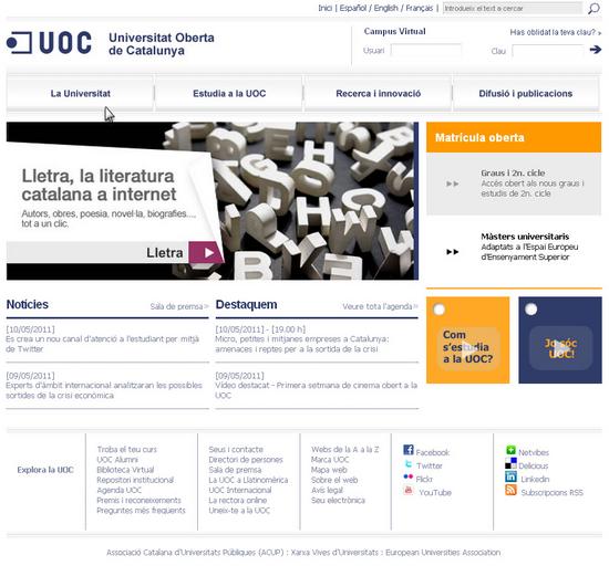 Vista de www.uoc.edu | Pagina web o Home