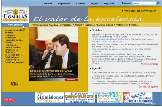 Vista de www.upcomillas.es | Pagina web o Home