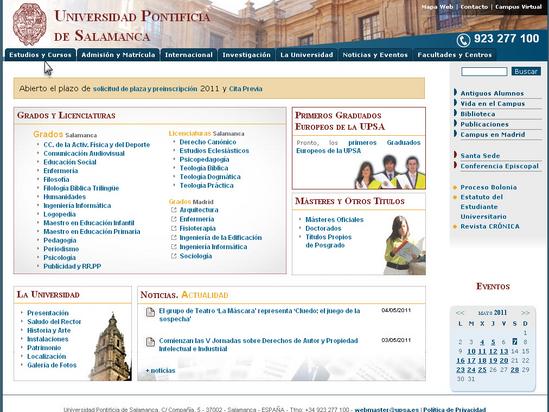 Vista de www.upsa.es | Pagina web o Home