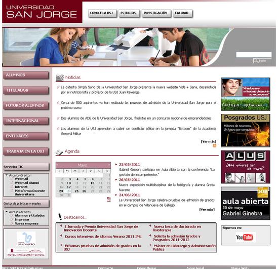 Vista de www.usj.es | Pagina Web o Home