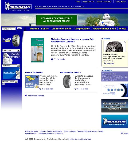 Pagina principal de llantas Michelin