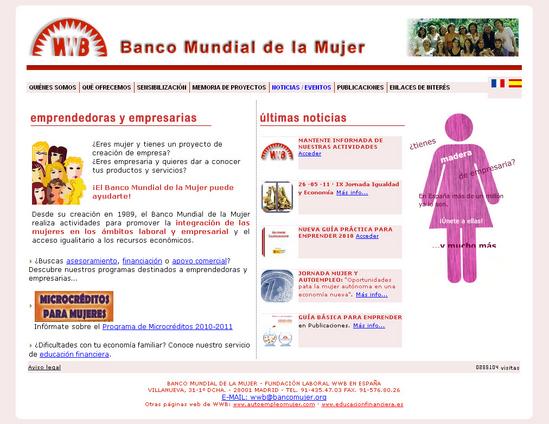 Vista www.bancomujer.org | Pagina Web o Home 