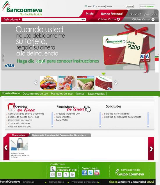Vista de www.bancoomeva.com.co | Pagina web o Home