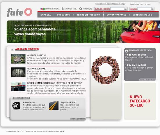 Vista de www.fate.com.ar | Pagina Web o Home