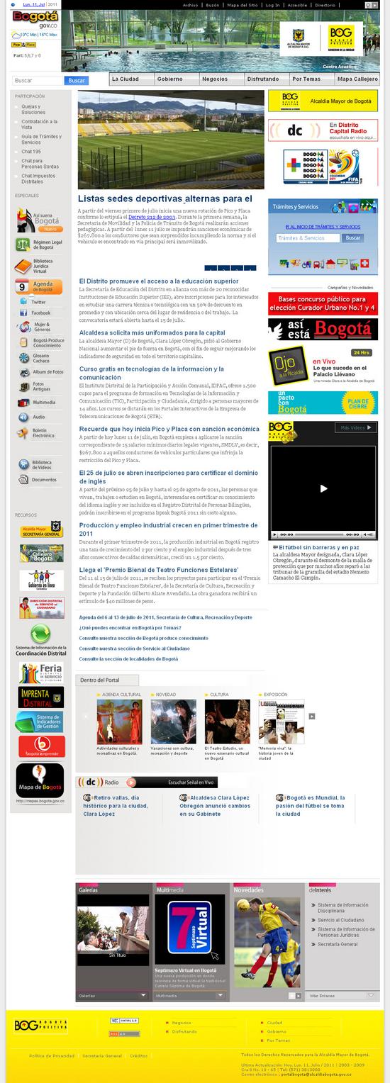 Vista de www.bogota.gov.co | Pagina Web o Home 