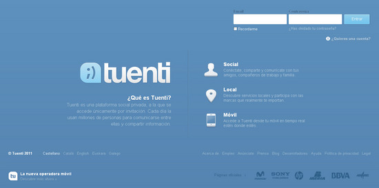 Vista de www.tuenti.com | Pagina Web o Home