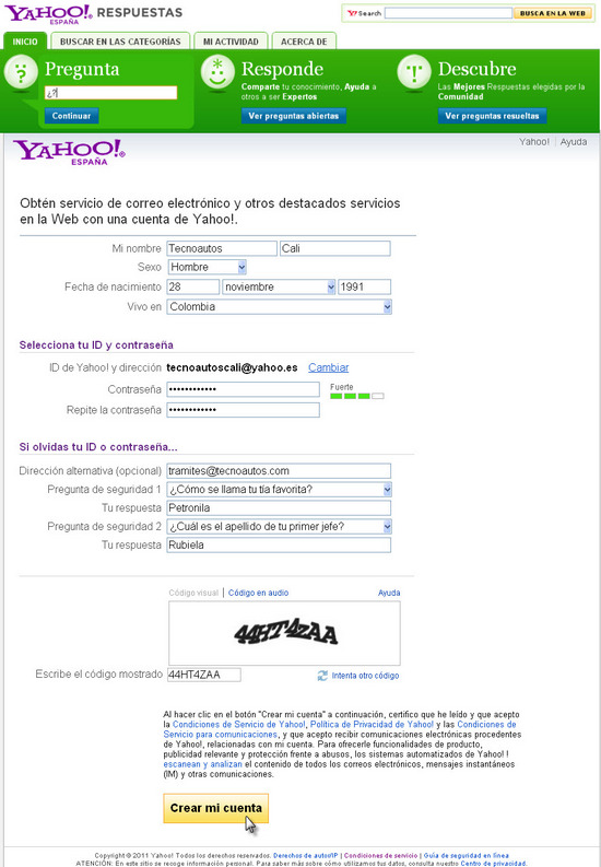 Si desea usar Yahoo Respuestas, se debe registrar
