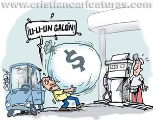 caricatura precio del galon de gasolina