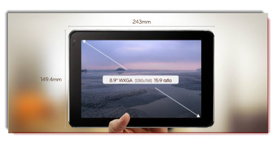 LG Optimus Pad v900, pantalla