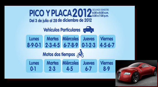 Pico y Placa Medellin 2012 segundo semestre