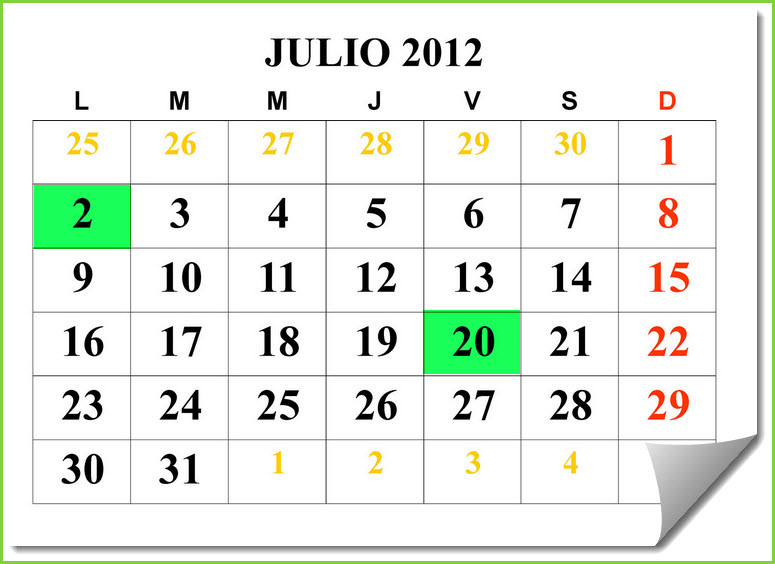 calendario Colombia 